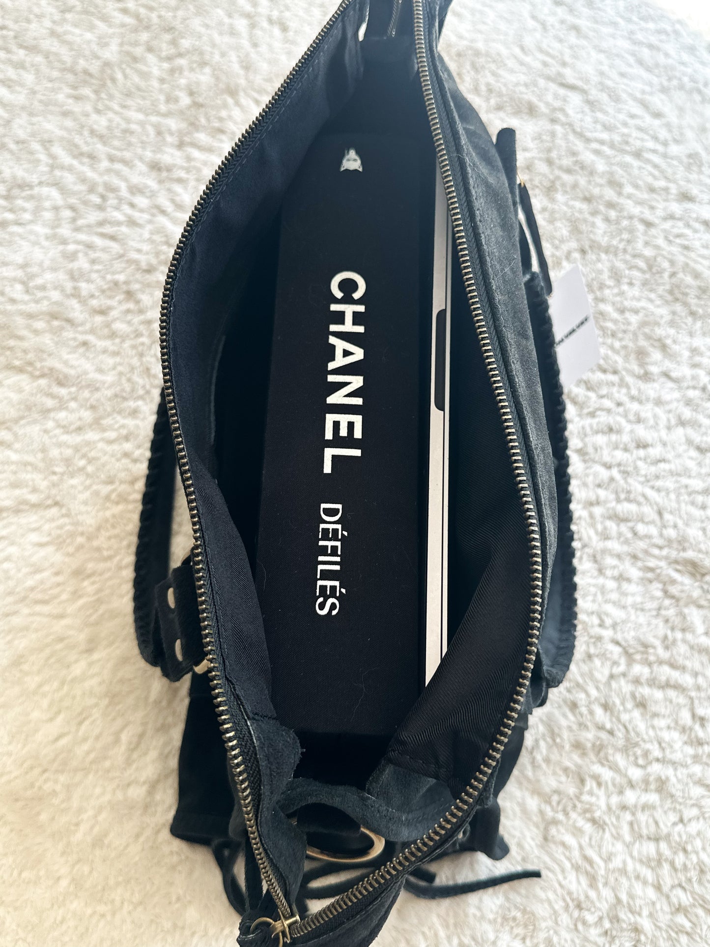 Sac city L - Noir cuir daim
