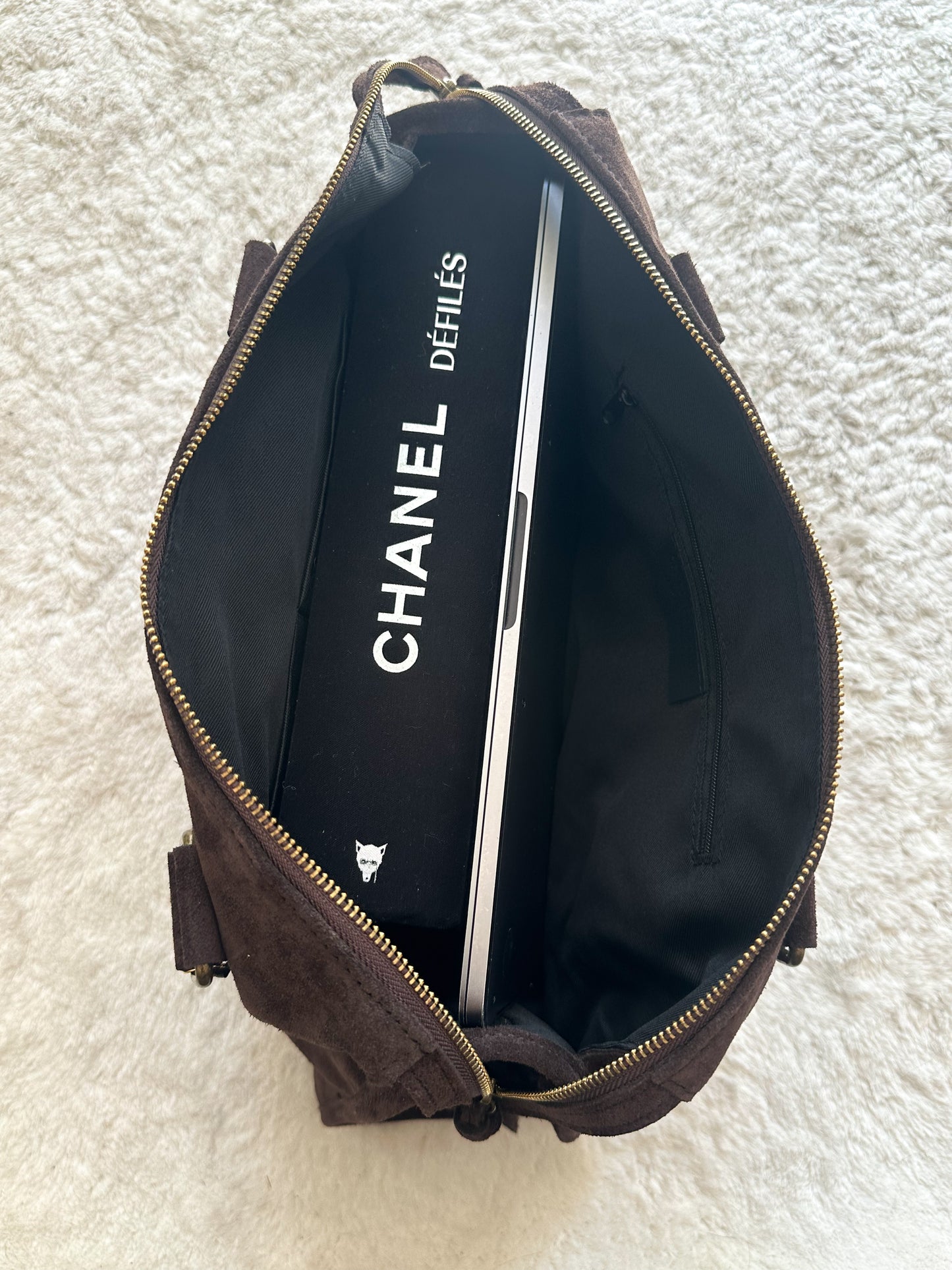 Sac City L - Marron chocolat en daim