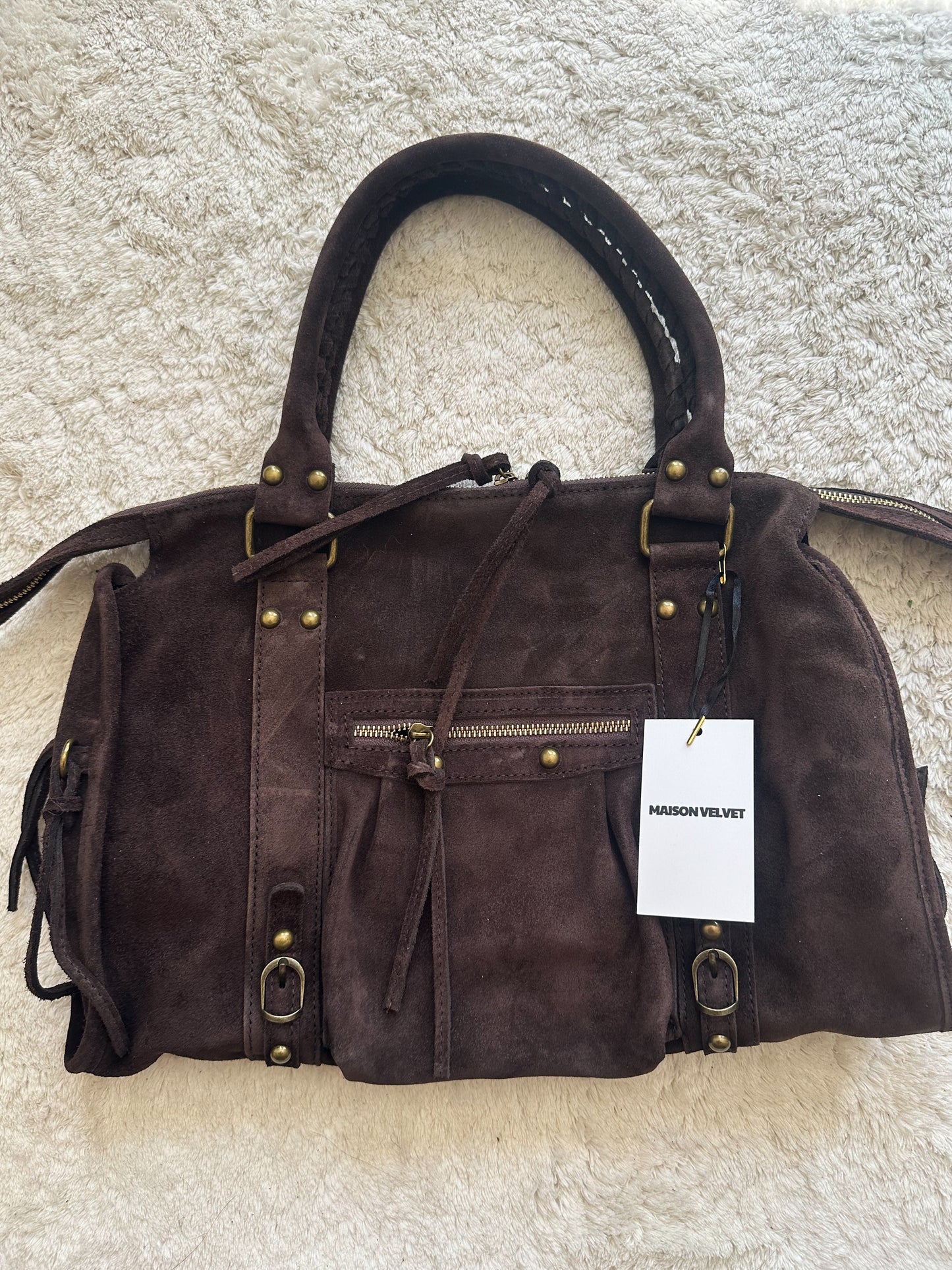 Sac City L - Marron chocolat en daim