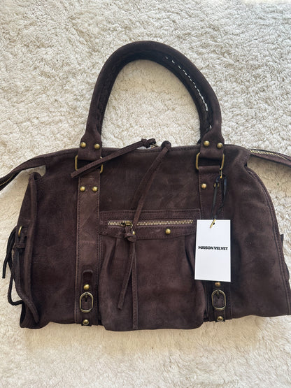 Sac City L - Marron chocolat en daim