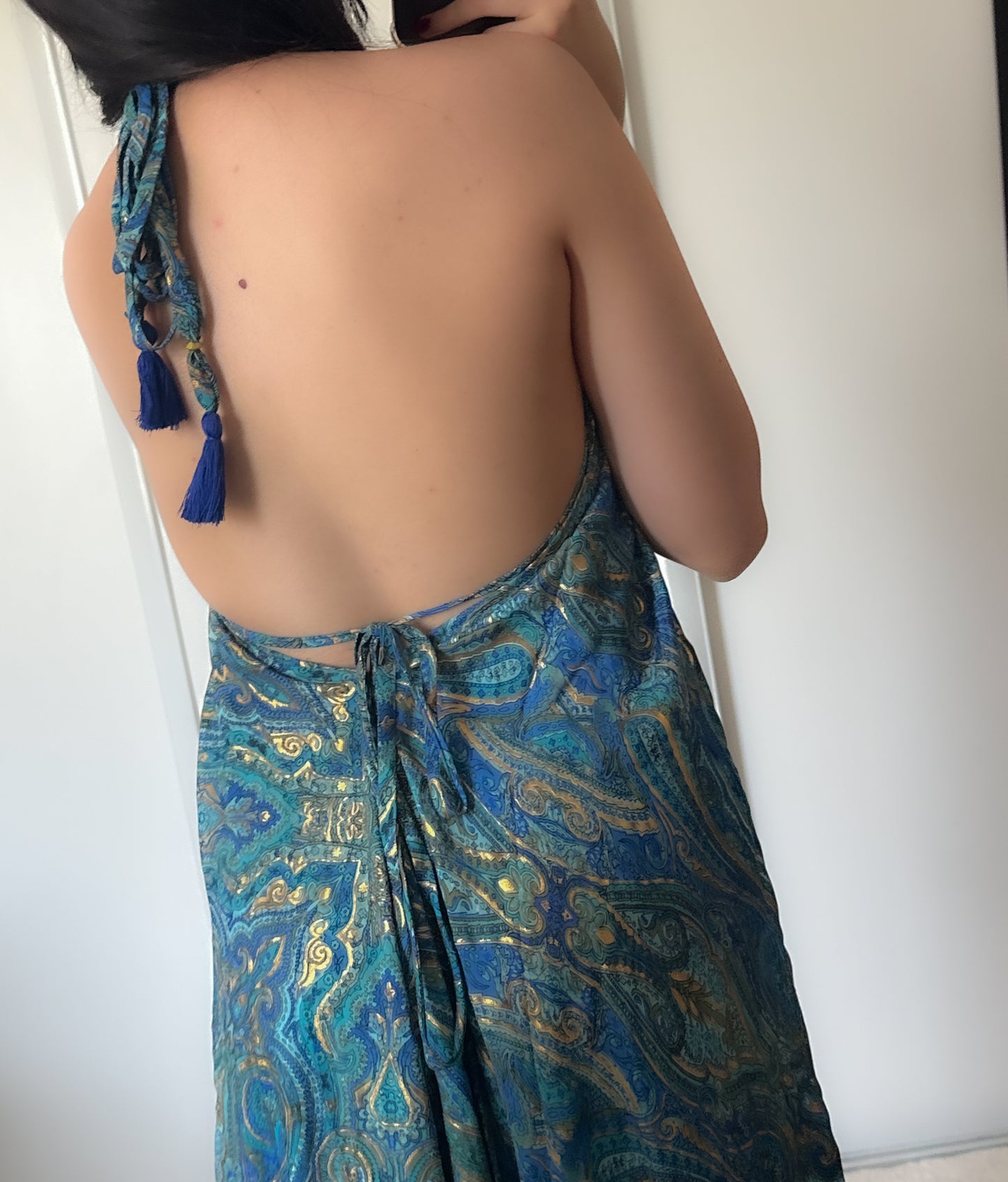 Robe bohème - bleu/ doree