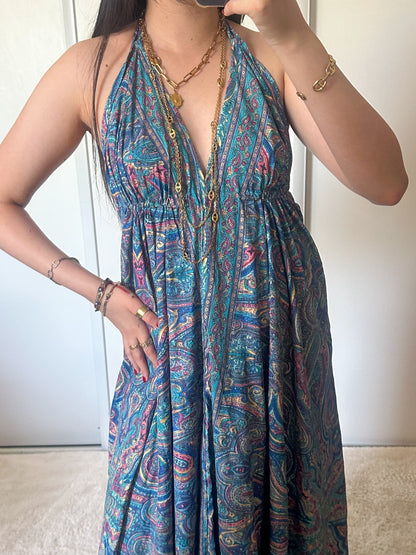 Robe bohème - bleu foncée/ rose