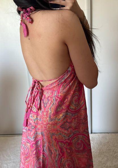 Robe bohème - Rose fuchsia / bleu