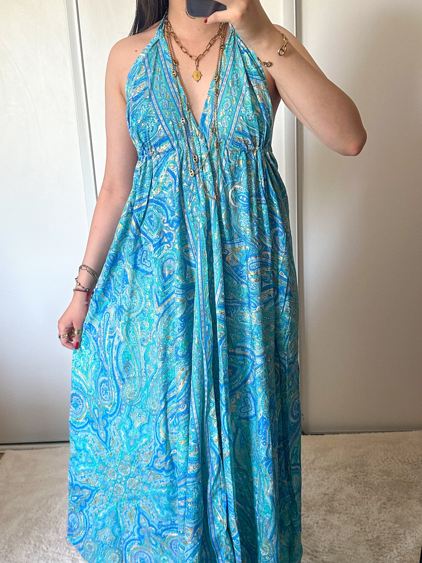 Robe bohème - 2 nuances de bleu