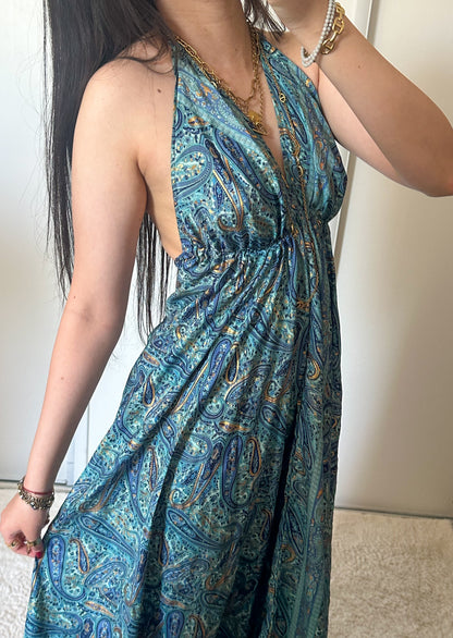 Robe bohème - Bleu marine / bleu clair