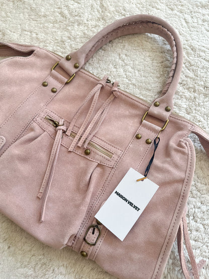 Sac City L - Rose cuir daim