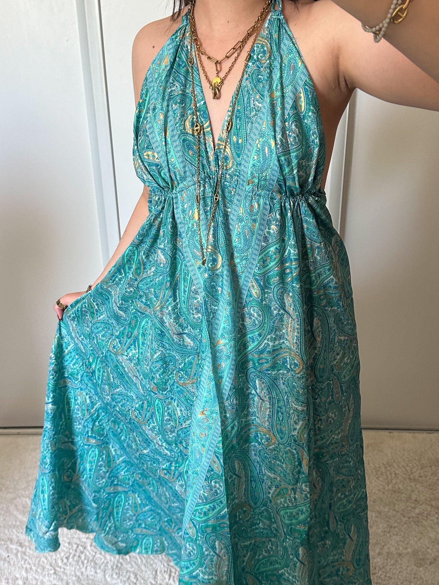 Robe bohème - turquoise