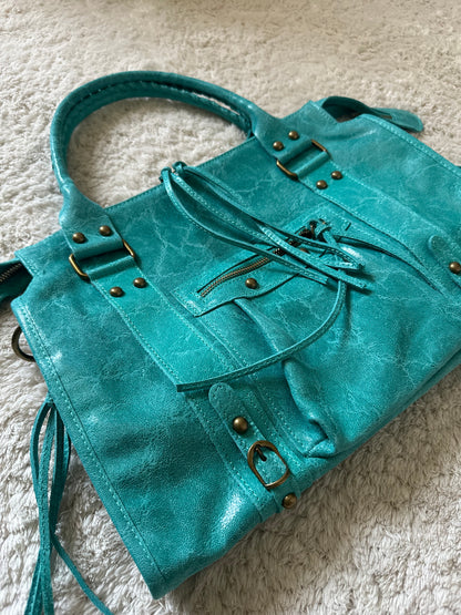 Édition limitée: Sac city L glossy - Turquoise