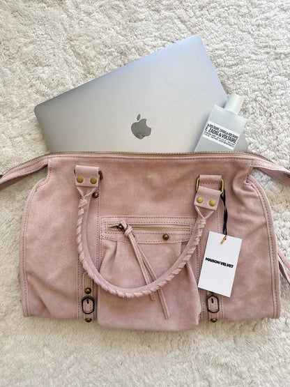 Sac City L - Rose cuir daim