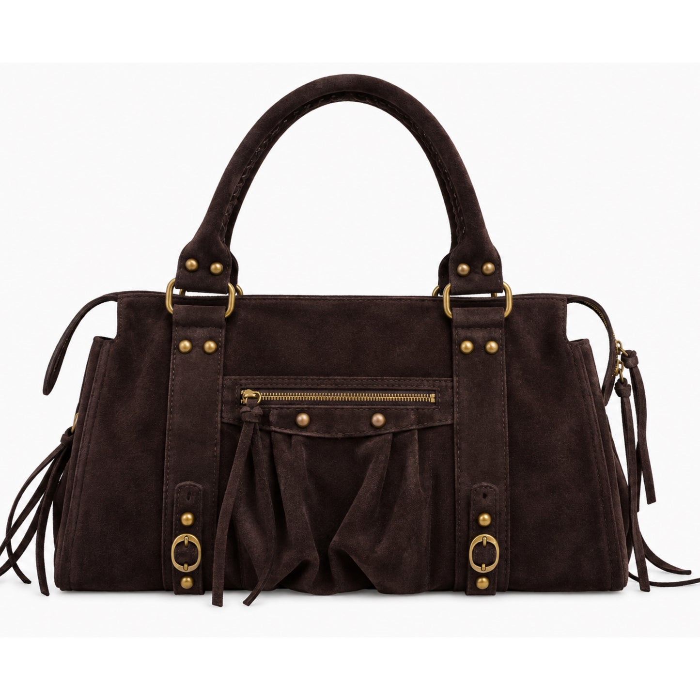 Sac City L - Marron chocolat en daim