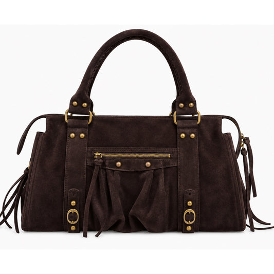 Sac City L - Marron chocolat en daim