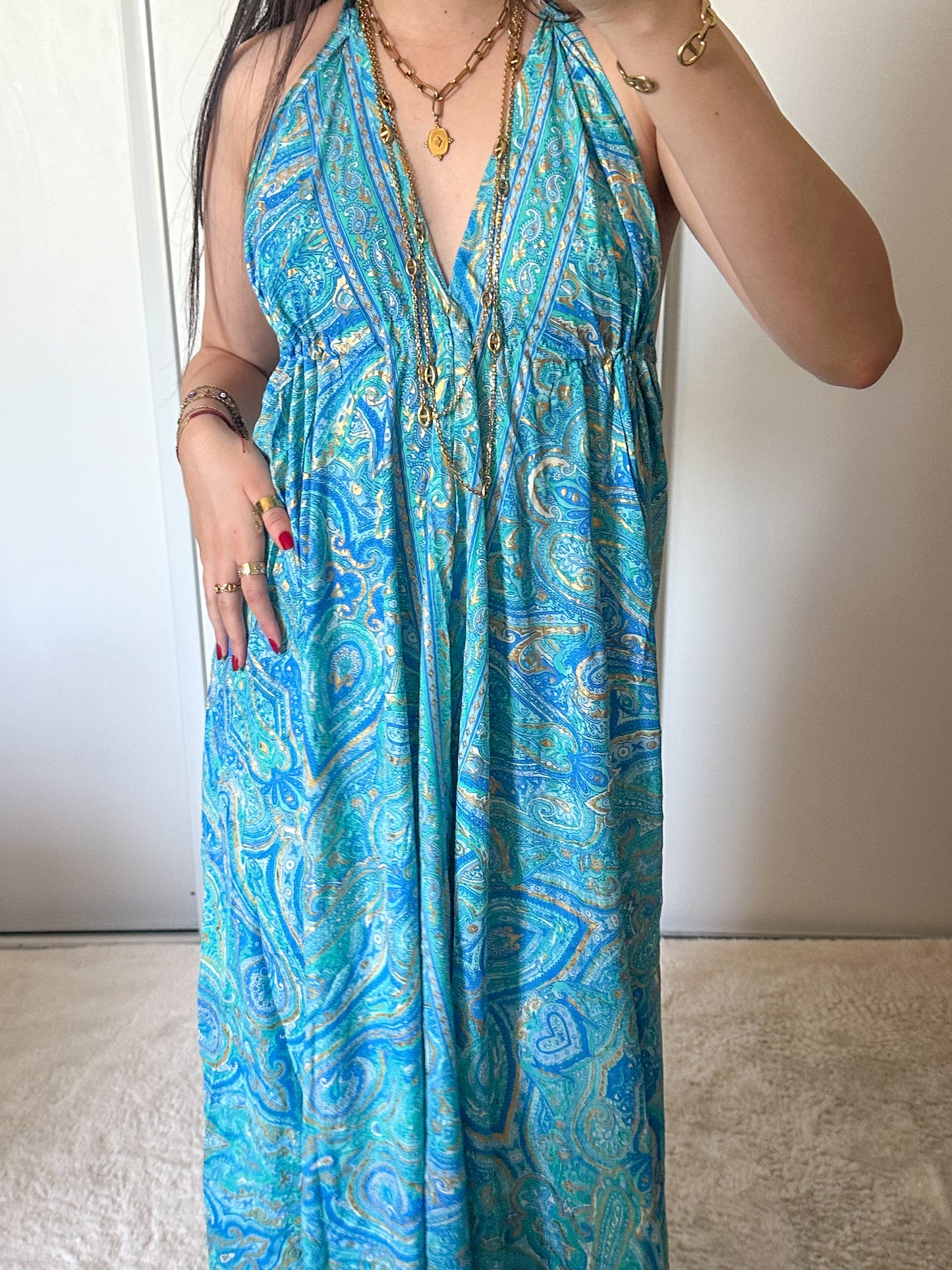 Robe bohème - 2 nuances de bleu