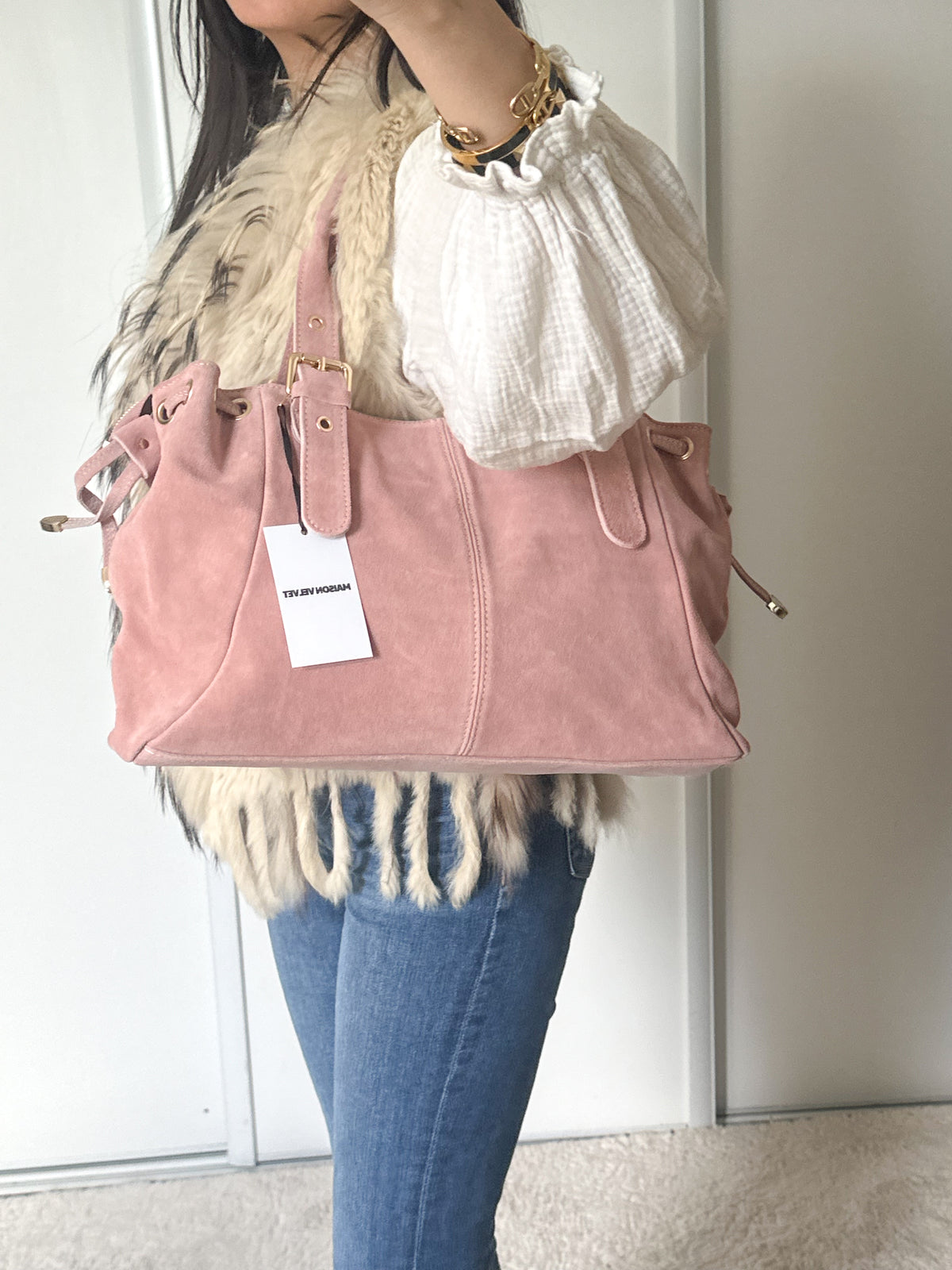 Schoudertas Stockholm L - roze