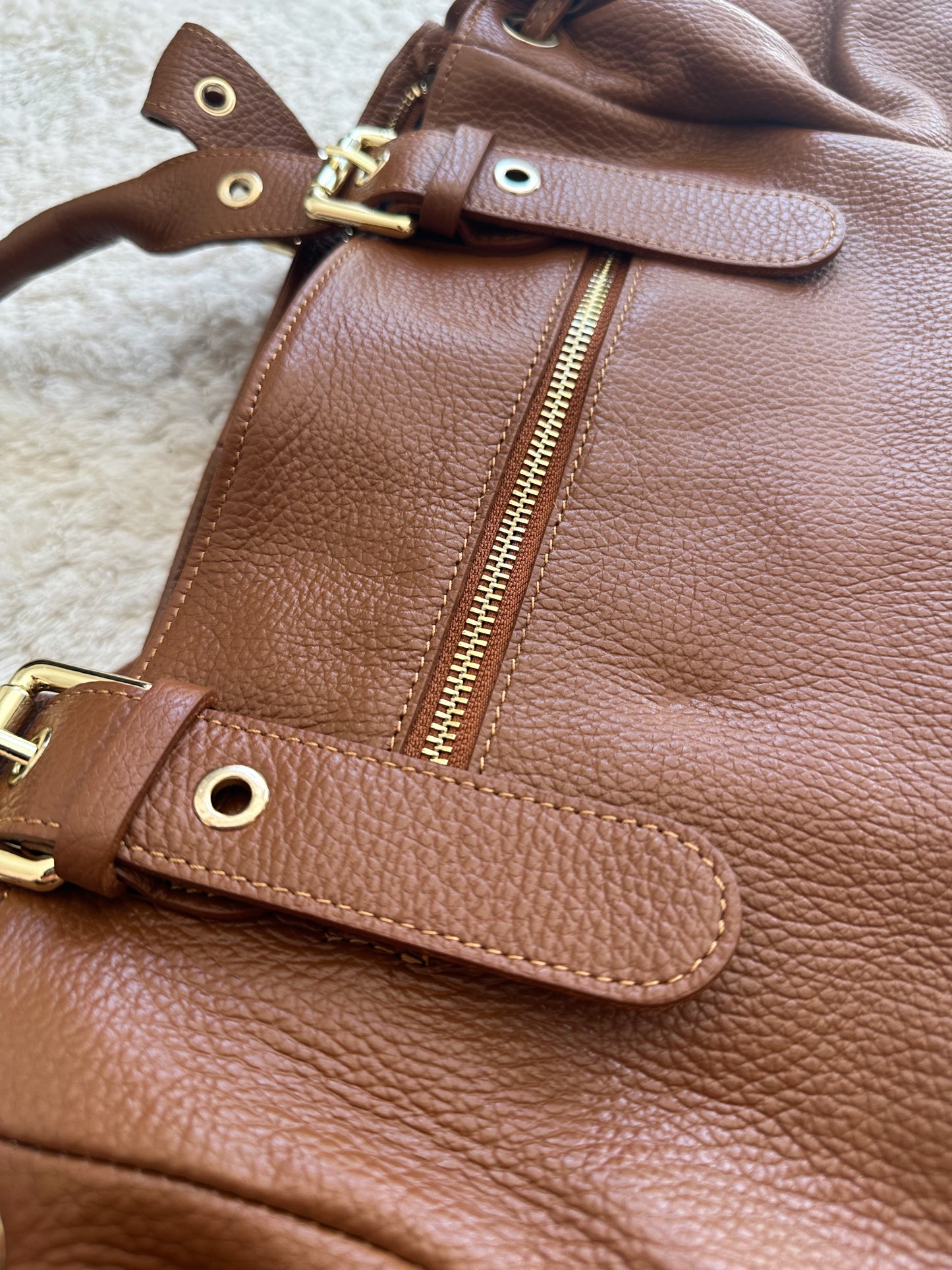 Sac Stockholm L - Camel cuir grainé