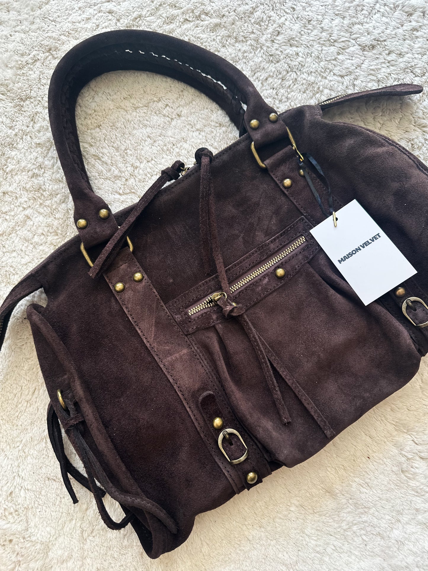 Sac City L - Marron chocolat en daim