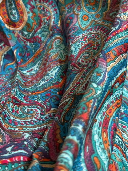 Robe bohème - Turquoise/ Orange