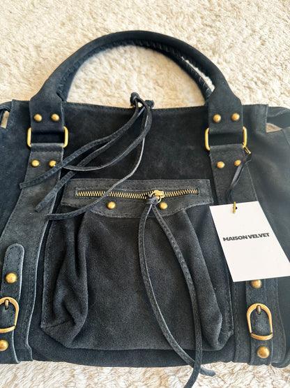 Sac city L - Noir cuir daim