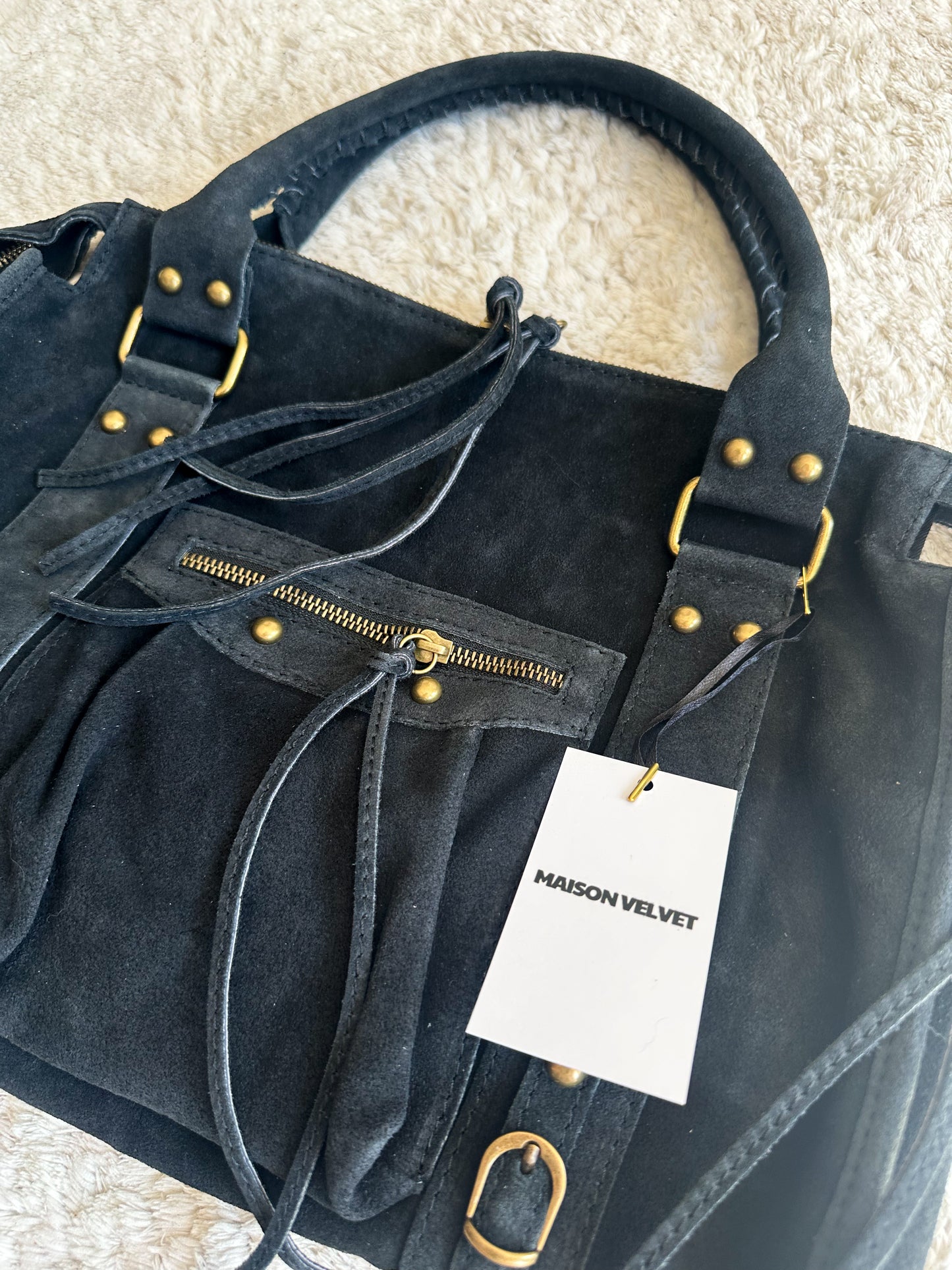 Sac city L - Noir cuir daim