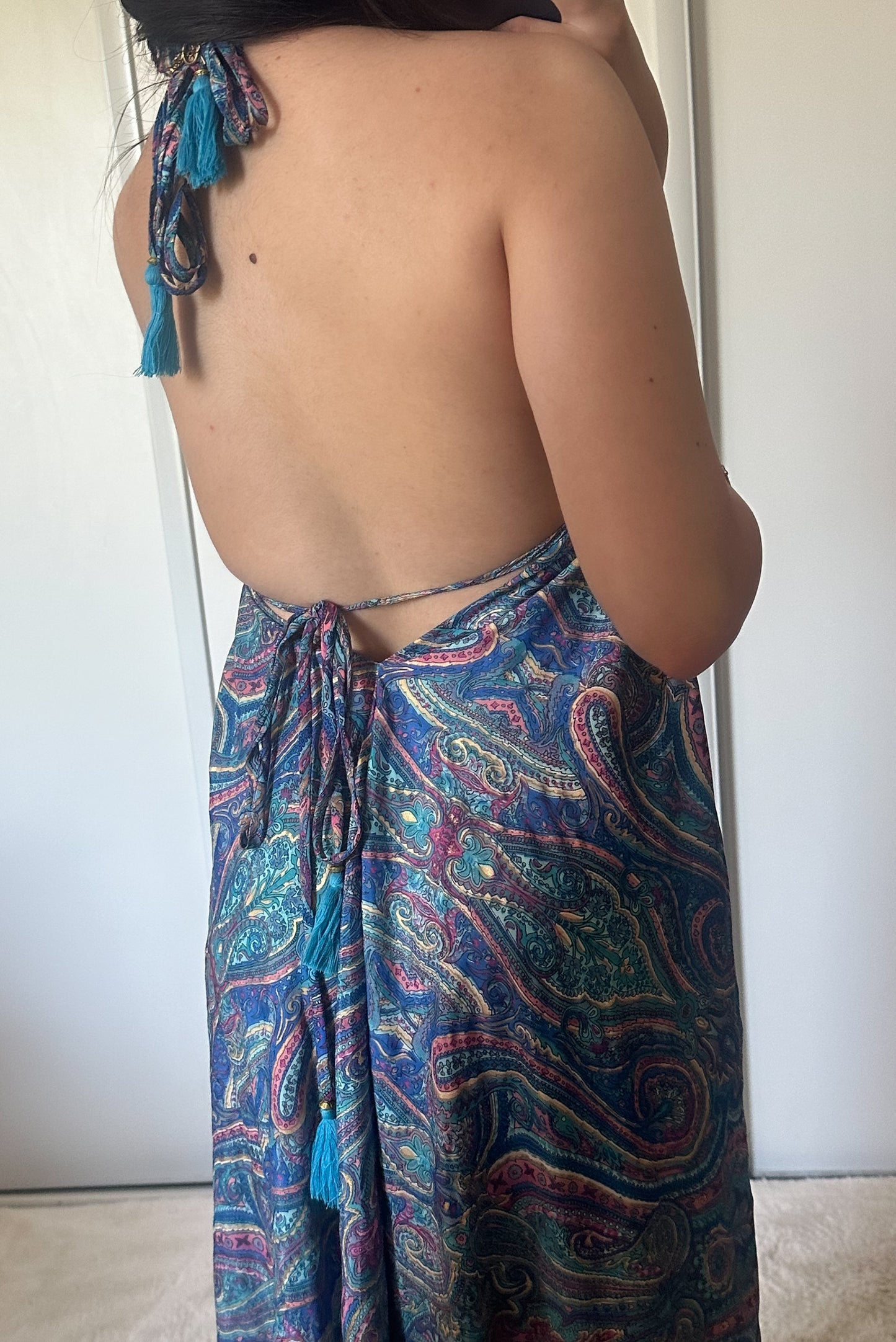 Robe bohème - bleu foncée/ rose