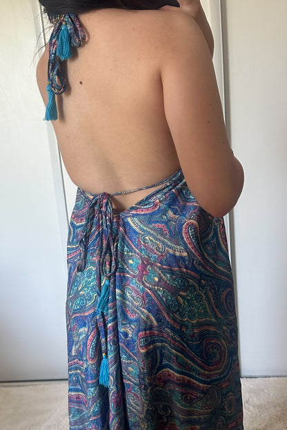 Robe bohème - bleu foncée/ rose