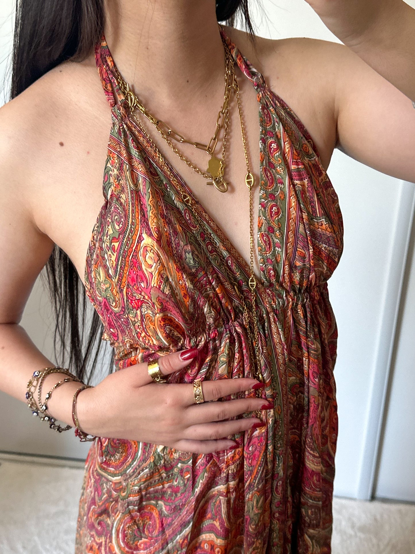 Robe bohème - Orange/ rose