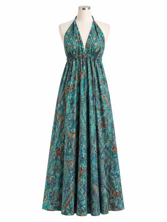 Robe bohème - Turquoise/ Orange