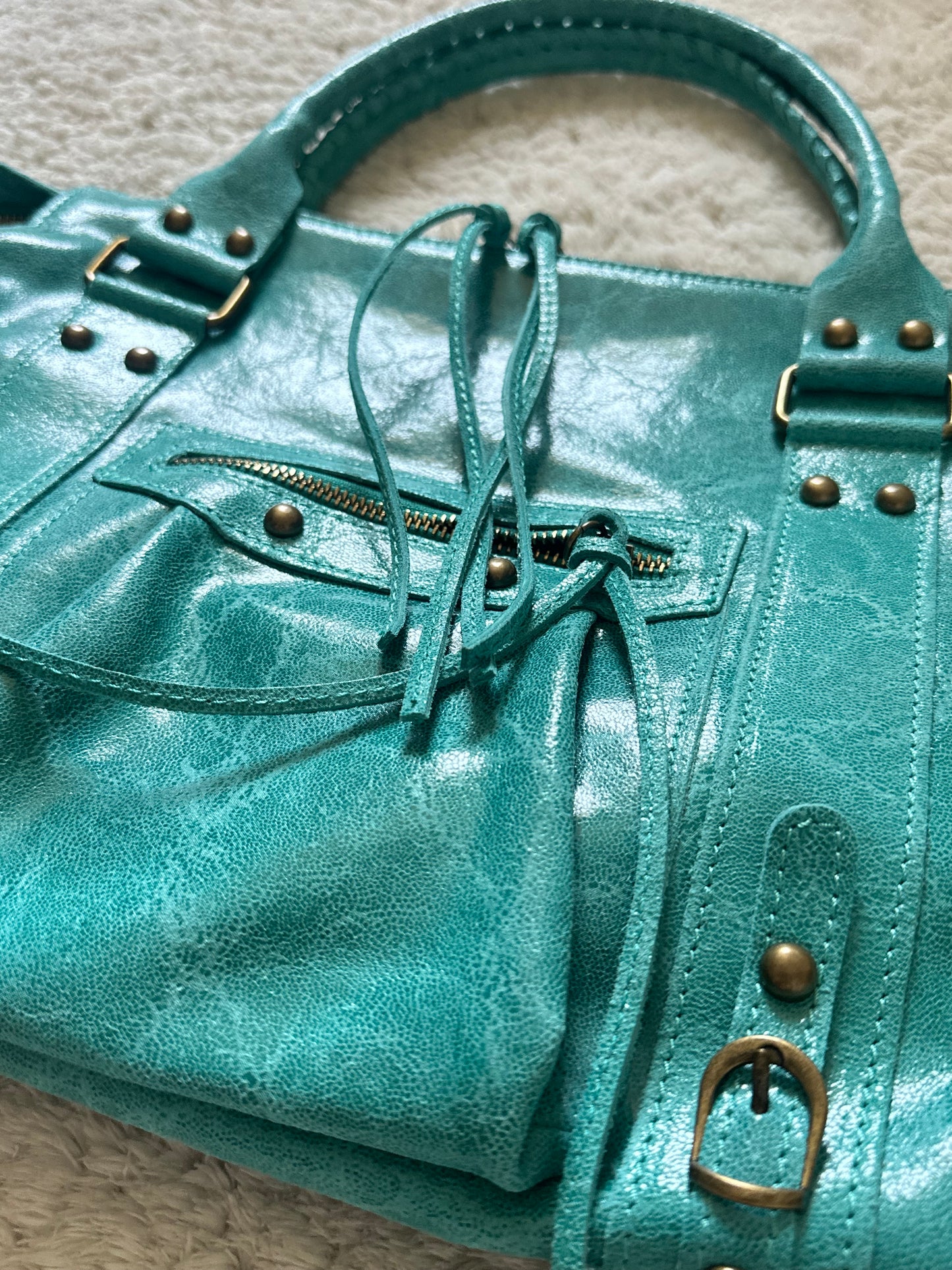 Édition limitée: Sac city L glossy - Turquoise