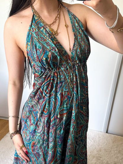 Robe bohème - Turquoise/ Orange