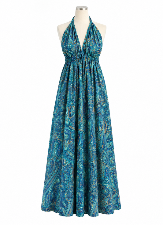 Robe bohème - Bleu marine / bleu clair