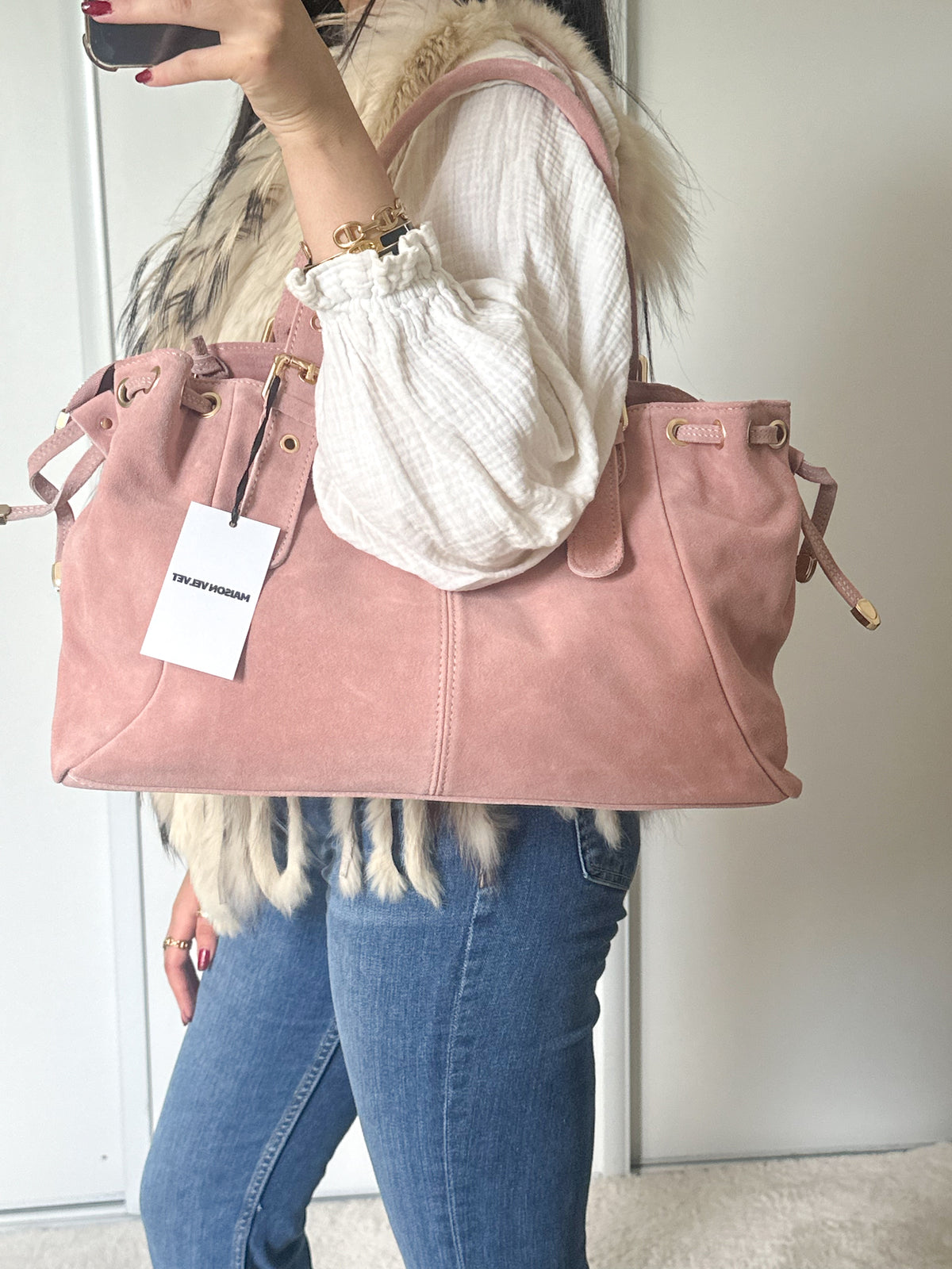 Schoudertas Stockholm L - roze