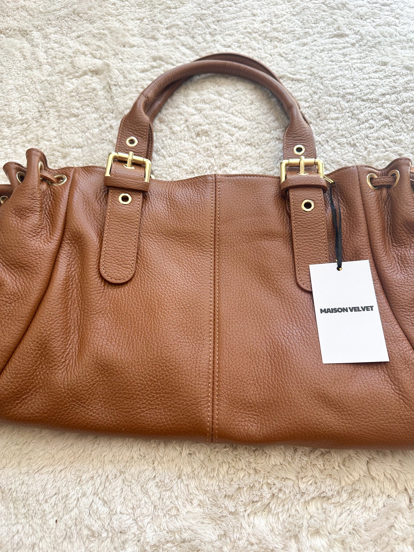 Sac Stockholm L - Camel cuir grainé