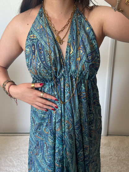 Robe bohème - Bleu marine / bleu clair