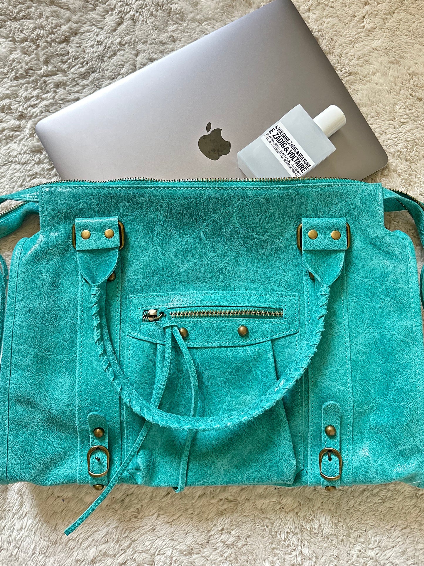 Édition limitée: Sac city L glossy - Turquoise