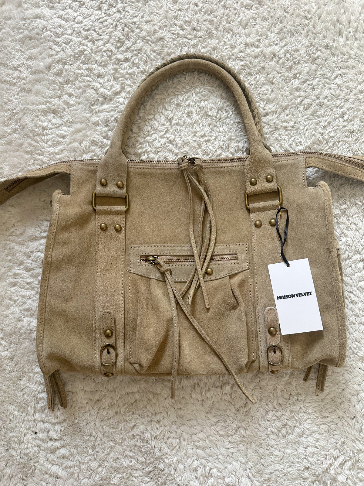 Sac city L - taupe clair en daim