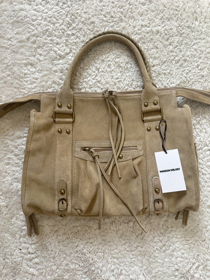 Sac city L - taupe clair en daim