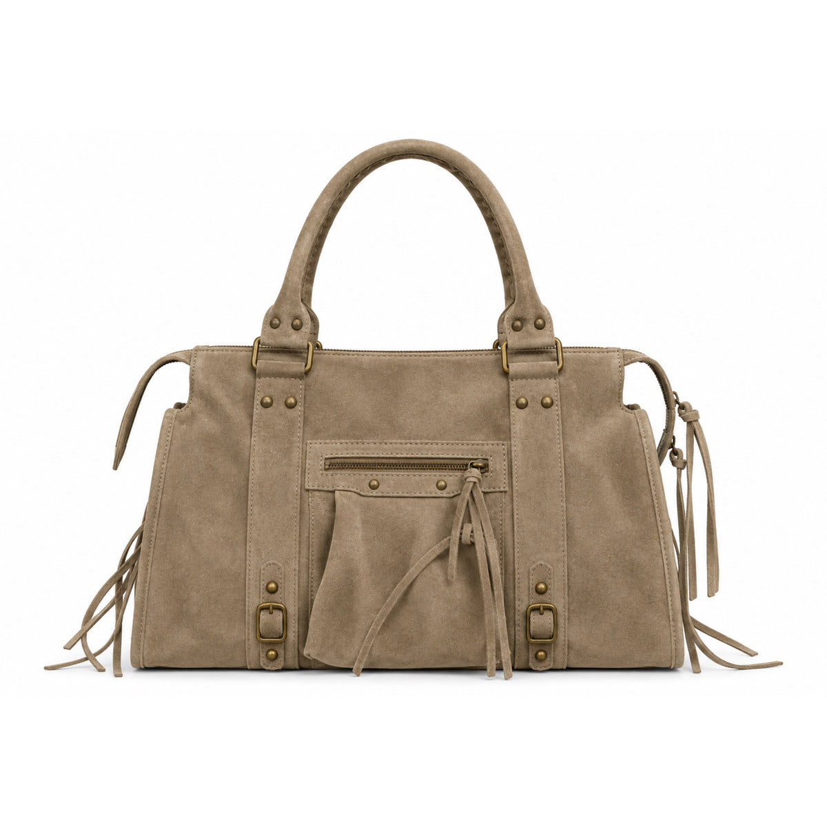 Sac city L - taupe clair en daim