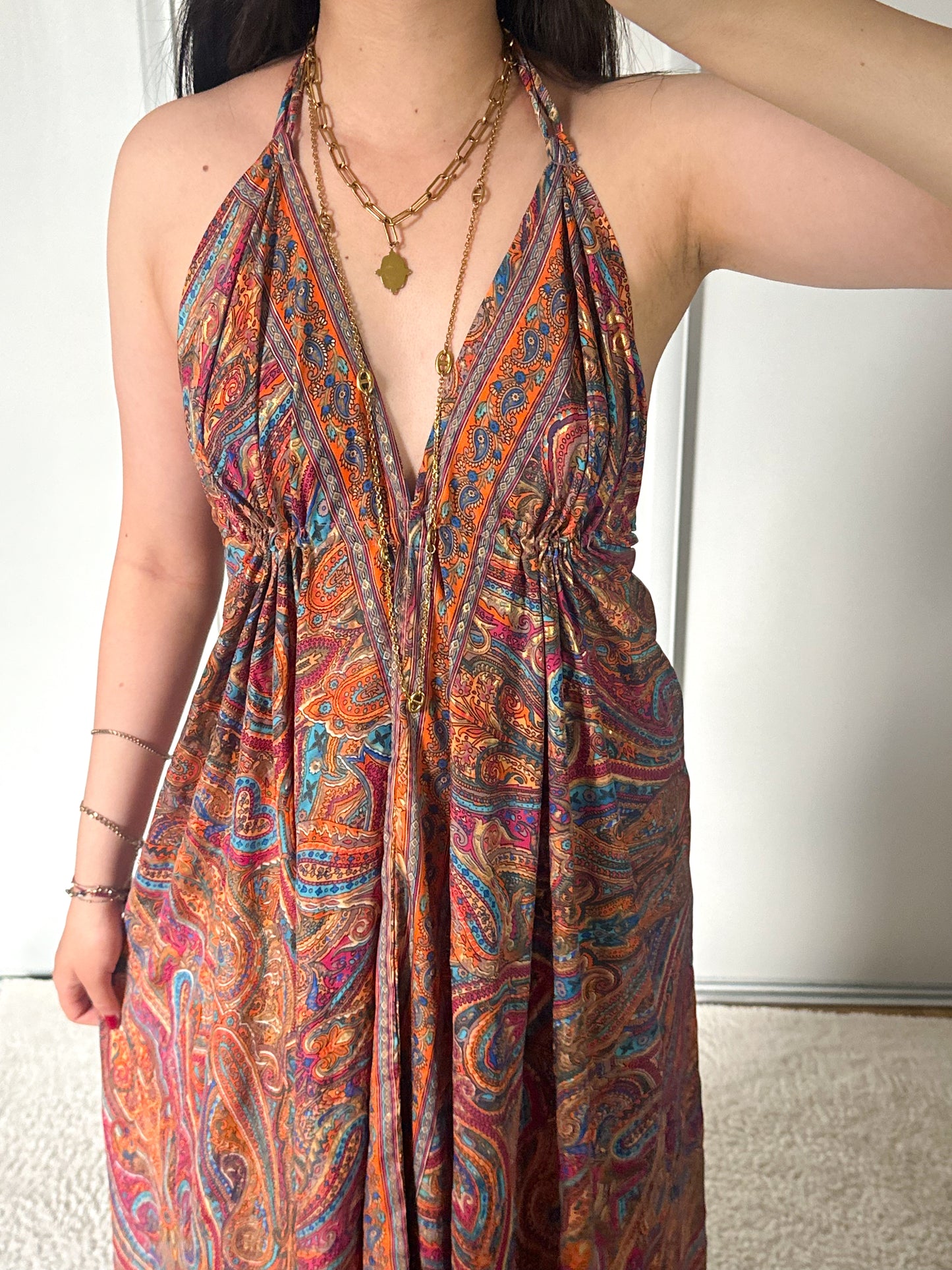 Robe bohème - Orange/ bleu