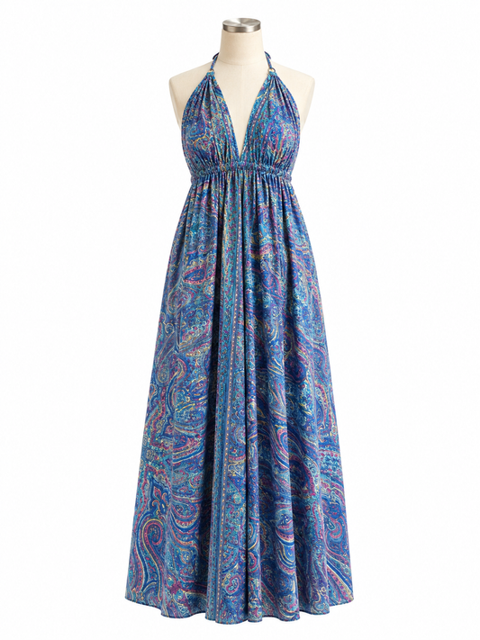 Robe bohème - bleu foncée/ rose