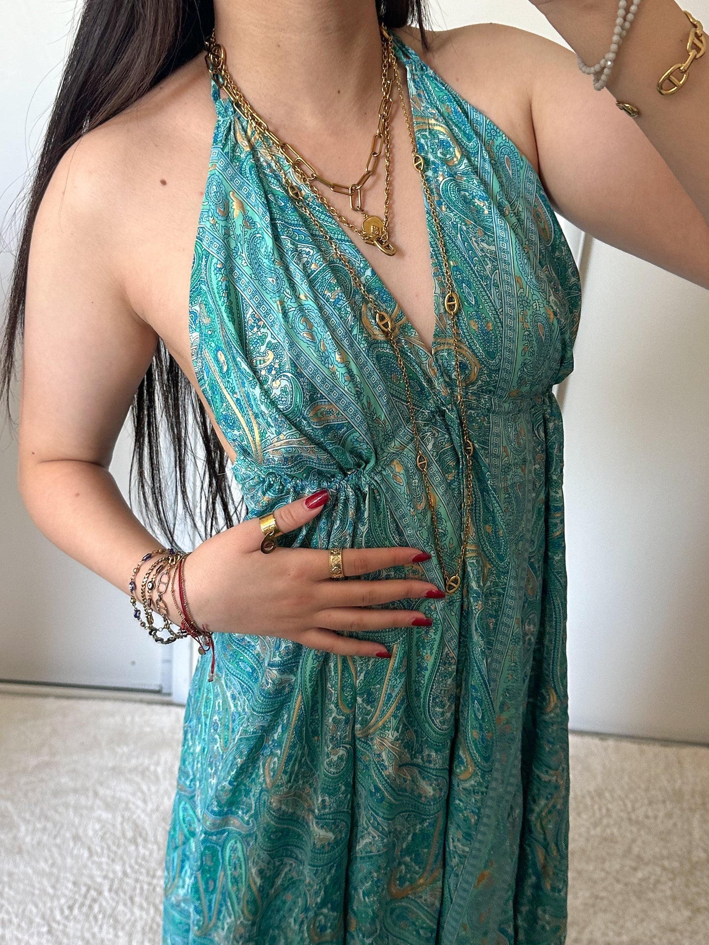 Robe bohème - turquoise