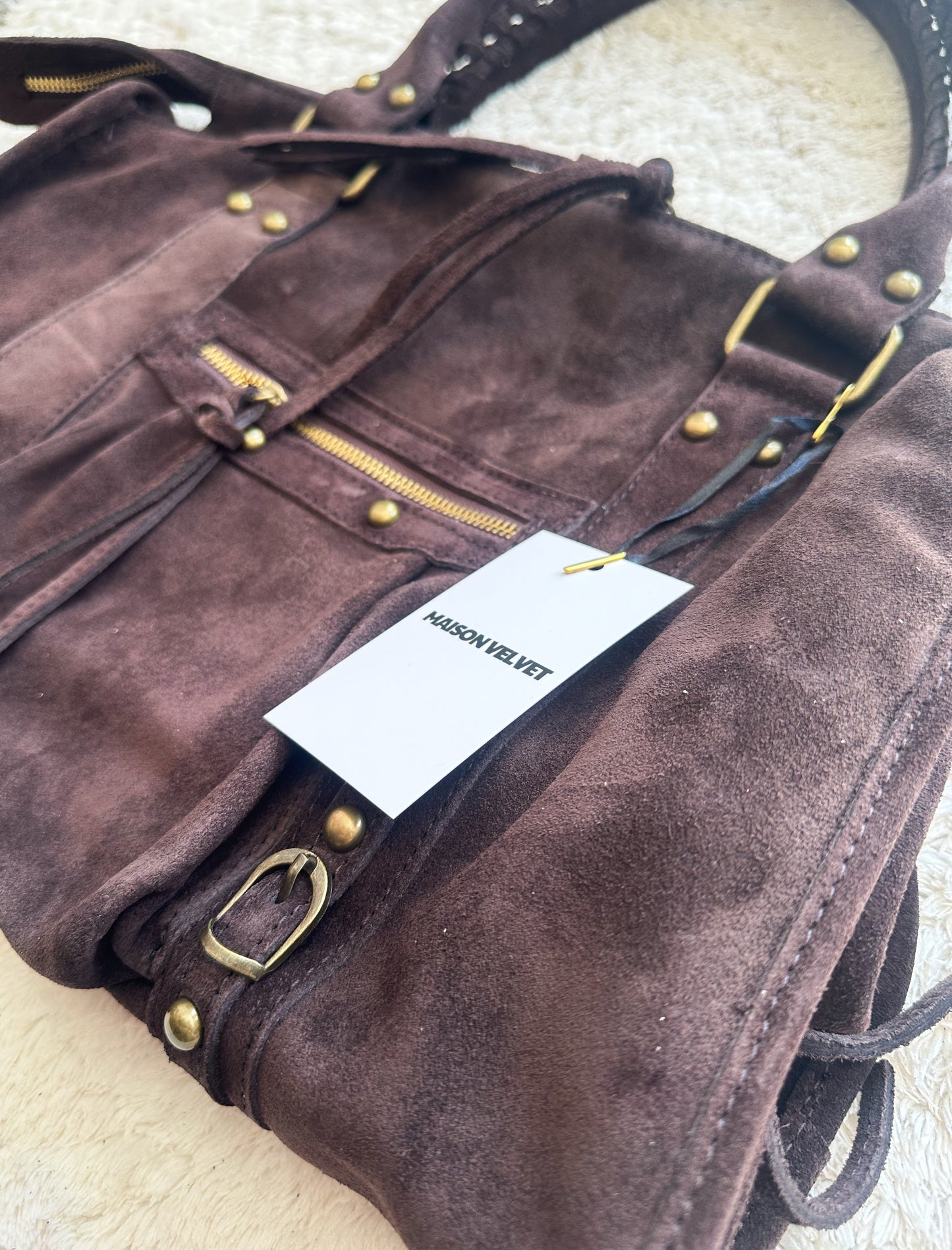 Sac City L - Marron chocolat en daim