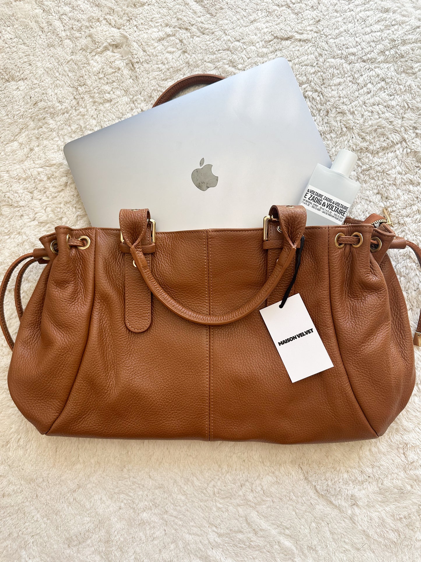 Sac Stockholm L - Camel cuir grainé
