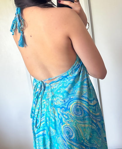Robe bohème - 2 nuances de bleu
