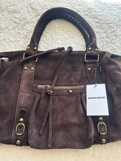 Sac City L - Marron chocolat en daim