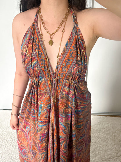 Robe bohème - Orange/ bleu