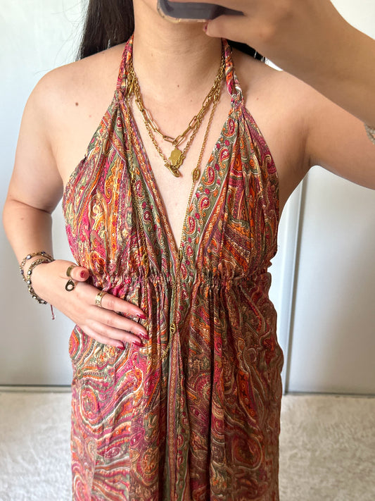 Robe bohème - Orange/ rose