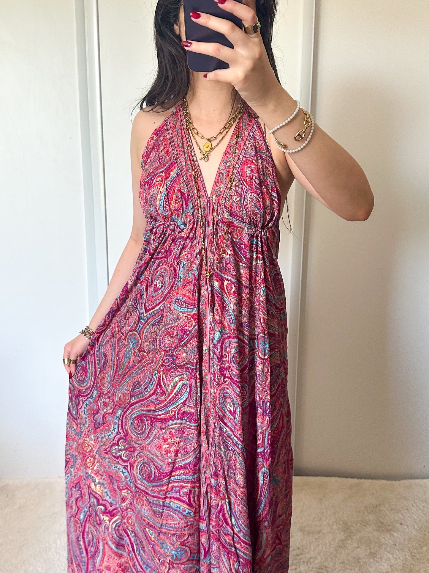 Robe bohème - Rose/bleu