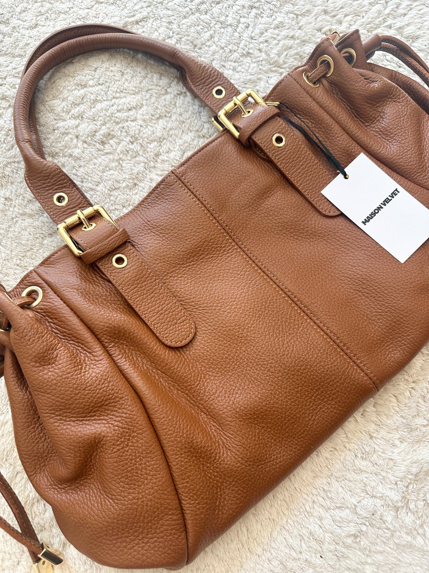 Sac Stockholm L - Camel cuir grainé