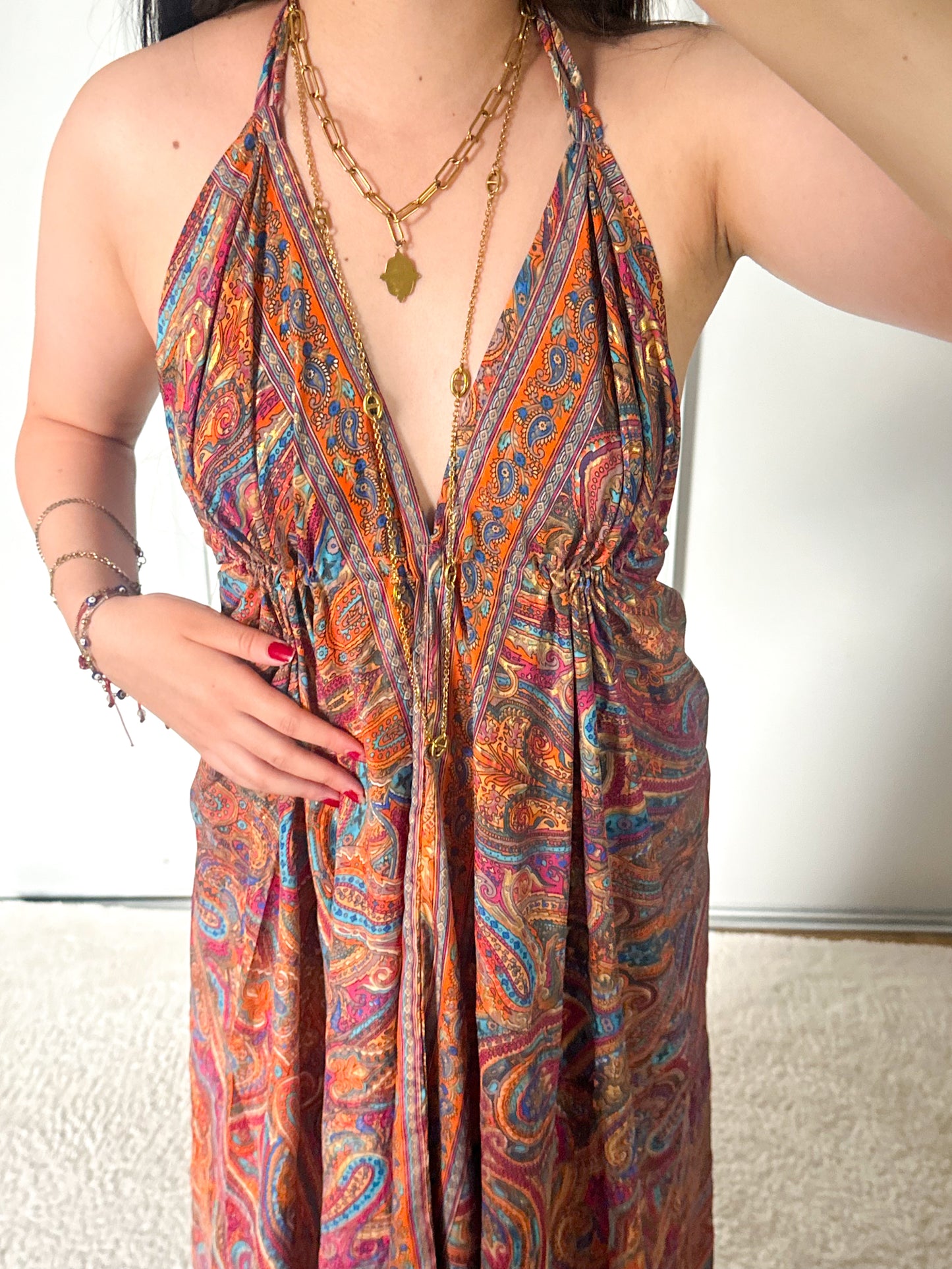 Robe bohème - Orange/ bleu
