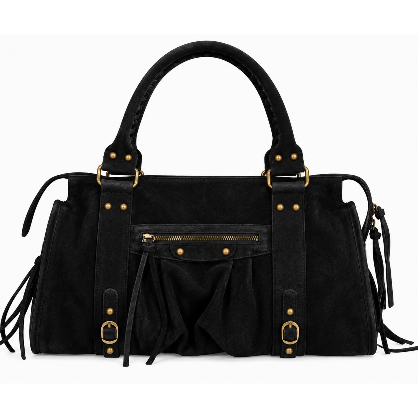 Sac city L - Noir cuir daim