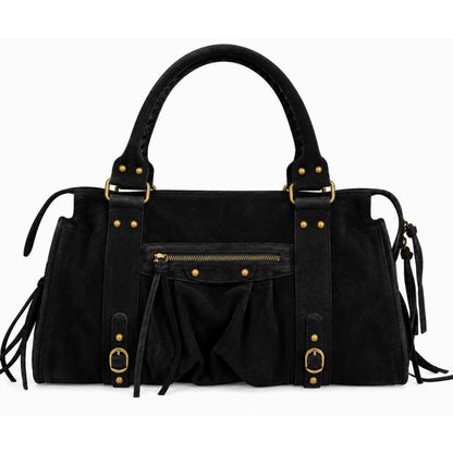 Sac city L - Noir cuir daim